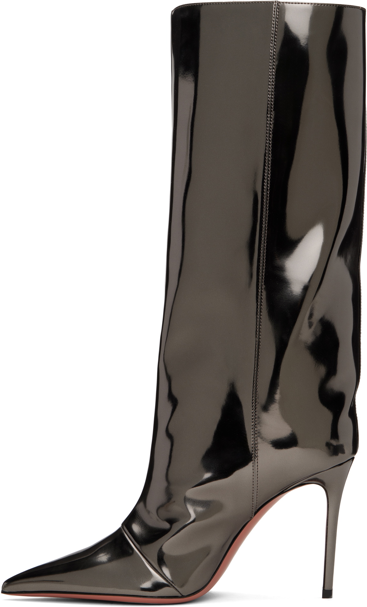 Amina Muaddi Gunmetal Fiona 95 Tall Boots Amina Muaddi