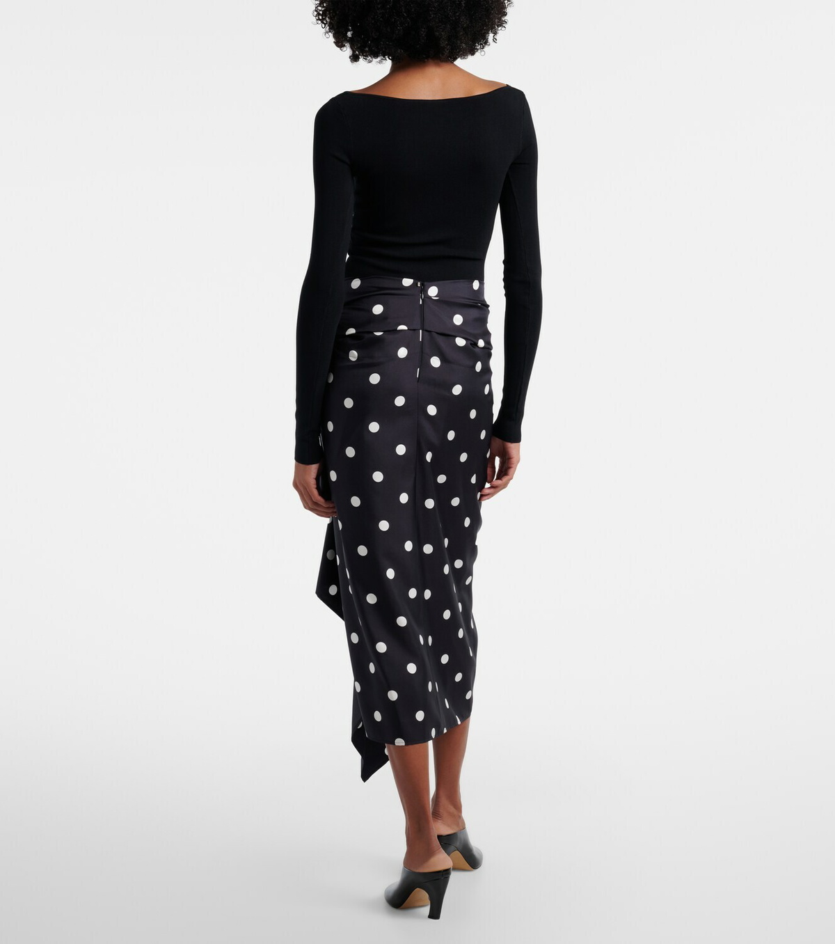 Sportmax Polka-dot silk satin wrap skirt