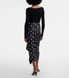 Sportmax Polka-dot silk satin wrap skirt