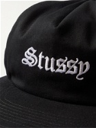 STÜSSY - O.E. Trucker Logo-Embroidered Cotton-Twill and Mesh Baseball Cap - Black