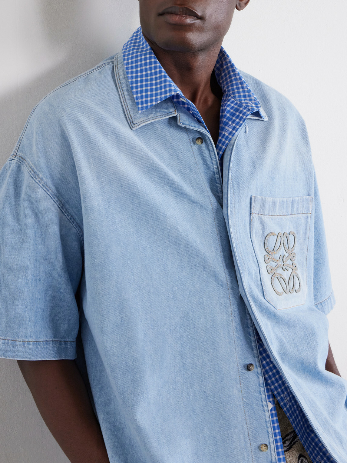 LOEWE - Paula's Ibiza Logo-Embroidered Denim Shirt - Blue