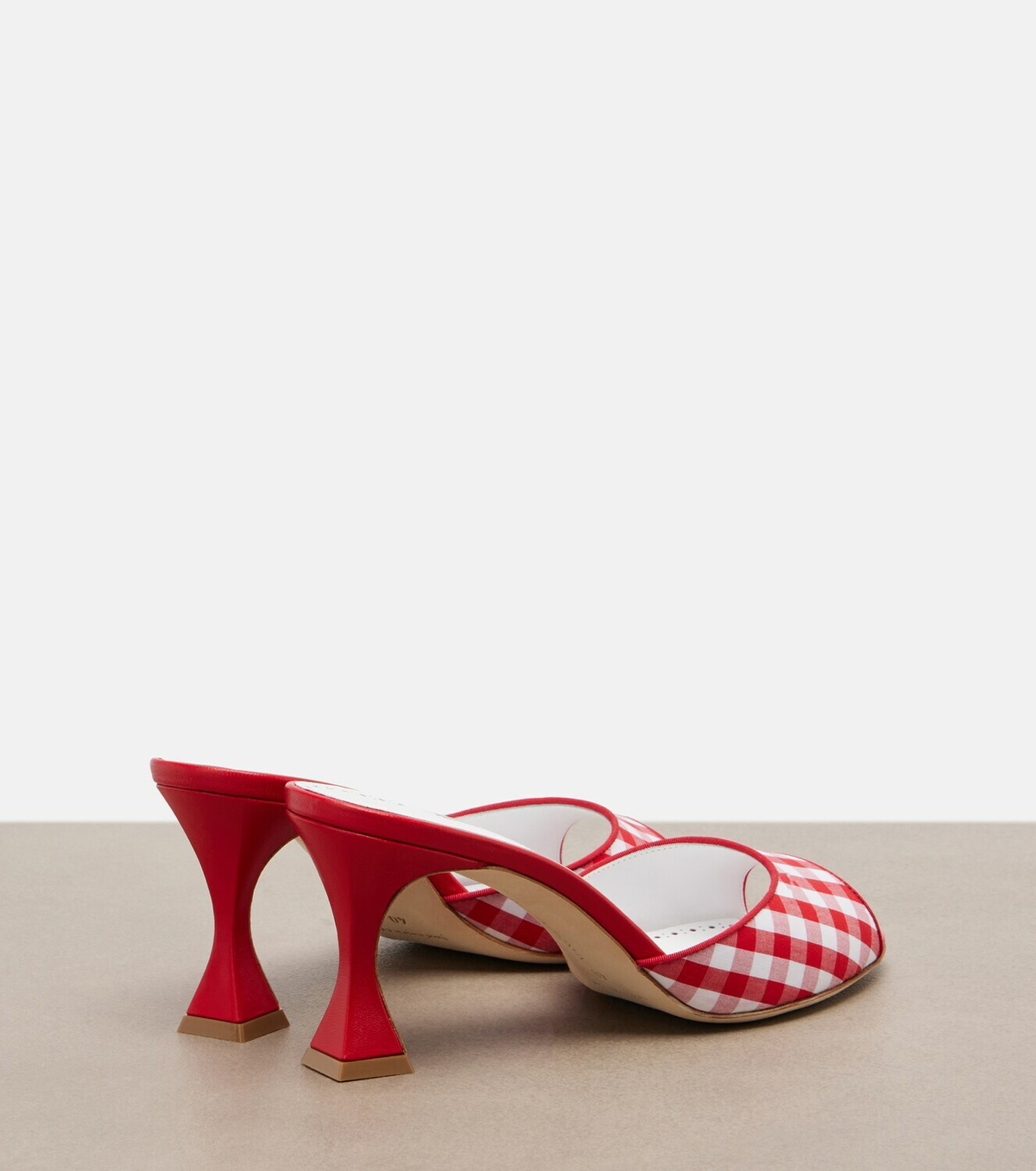 Manolo Blahnik Jadara leather-trimmed gingham mules