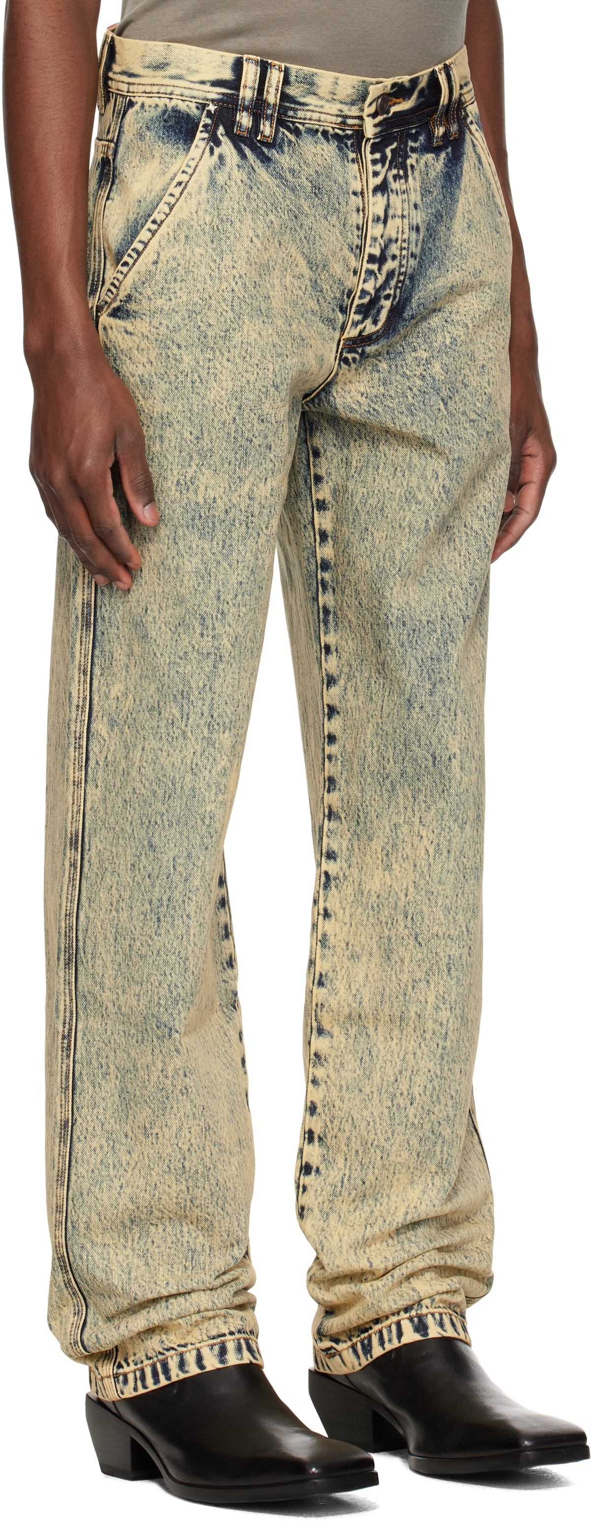 KUSIKOHC Navy & Beige Washed Jeans