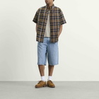 Beams Plus Men's Short Sleeve Button Down Madras Shirt in Brown