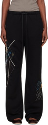 OPEN YY Black Argyle Patched Lounge Pants