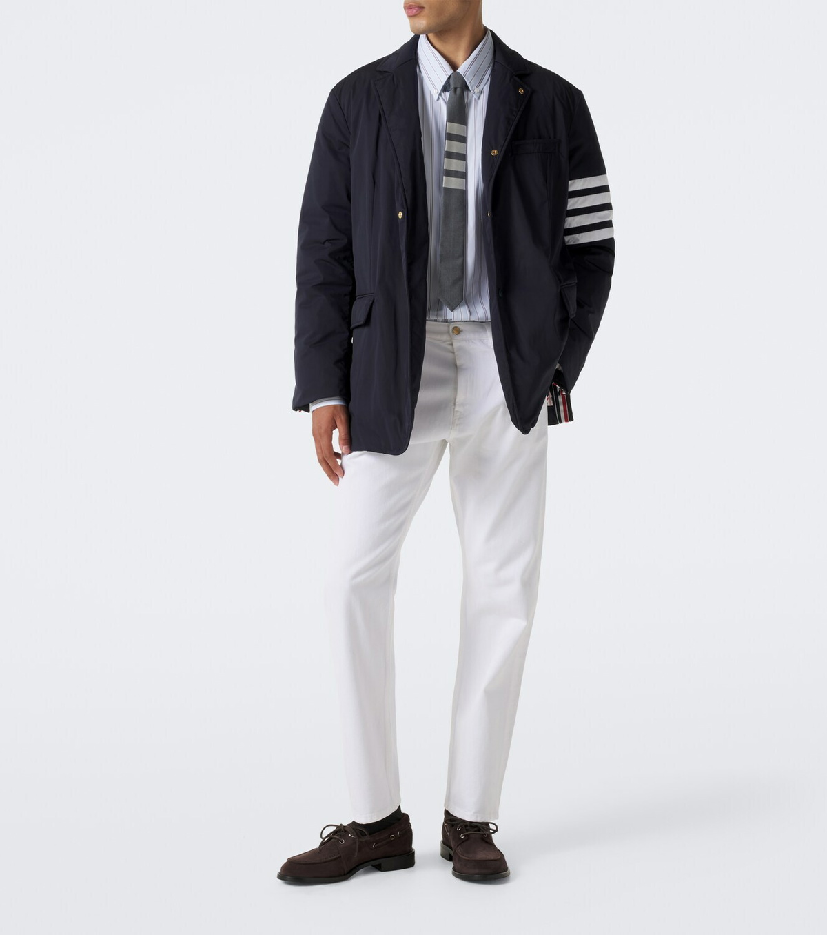 Thom Browne 4-Bar striped cotton shirt