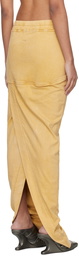 Rick Owens DRKSHDW Yellow Pull On Pillar Denim Maxi Skirt