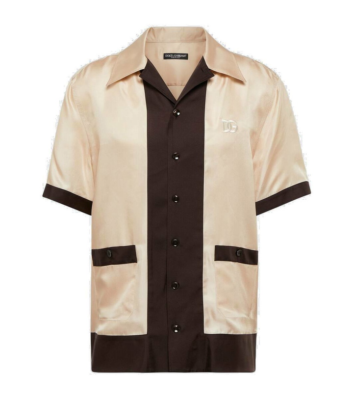 Photo: Dolce&Gabbana Logo silk twill bowling shirt