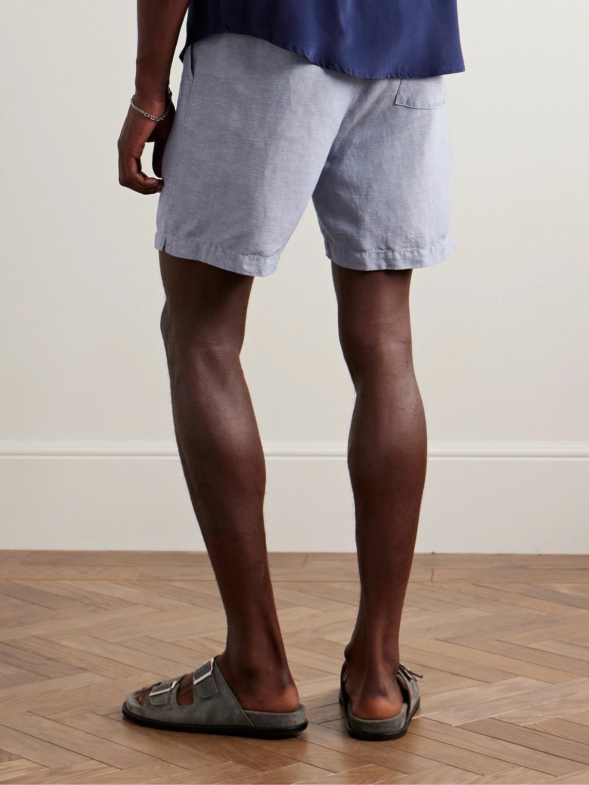 Onia - Air Straight-Leg Linen and Lyocell-Blend Drawstring Shorts - Blue