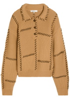 Frame Leather-stitch Wool and Cashmere-blend Jumper Bronze