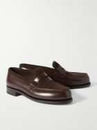 J.M. Weston - 180 Leather and Suede Penny Loafers - Brown