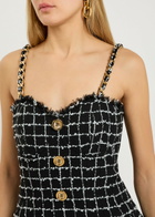 Balmain Checked Tweed Mini Dress Black And White