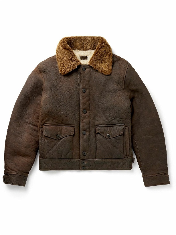 Photo: RRL - Peyton Shearling-Trimmed Leather Jacket - Brown