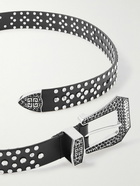 Givenchy - 3cm Crystal-Embellished Leather Belt - Black