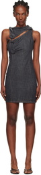 Coperni Gray Flower Denim Minidress