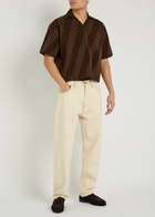 Jacquemus Le Polo Maille Striped Close-knit Polo Shirt Brown
