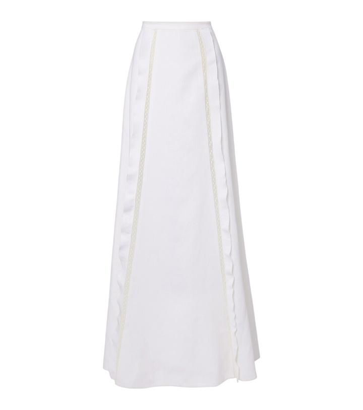 Photo: Valentino Lace-trimmed linen maxi skirt