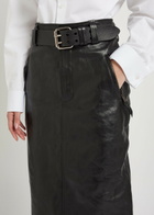 Saint Laurent Belted Leather Midi Skirt Black