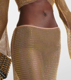 Self-Portrait Crystal-embellished mesh maxi skirt