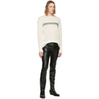 Saint Laurent White Linen Destroyed Stripe Sweater