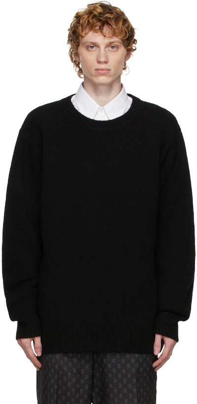 Photo: Dries Van Noten Black Knit Lambswool Sweater