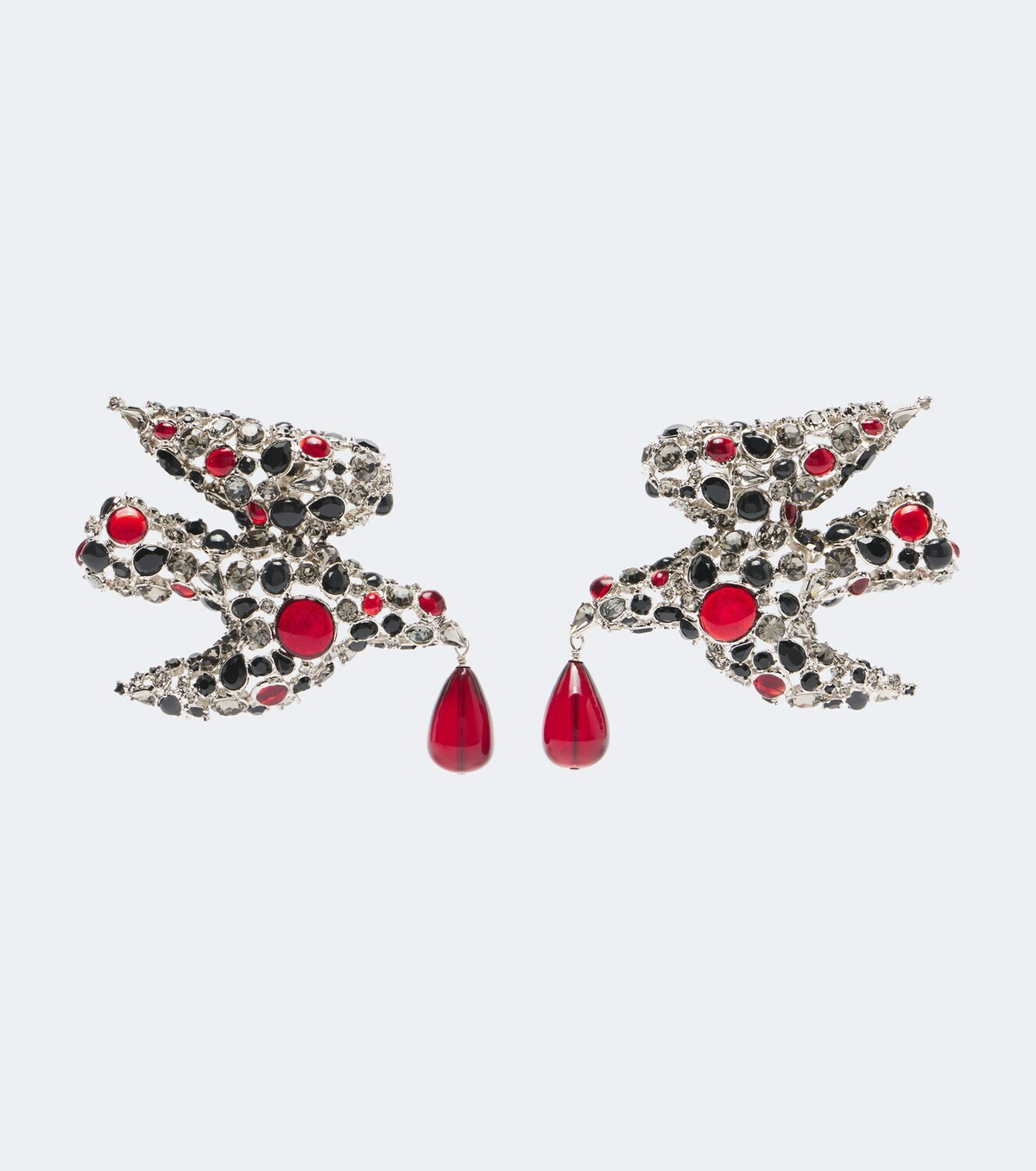 Saint Laurent Dove embellished clip-on earrings