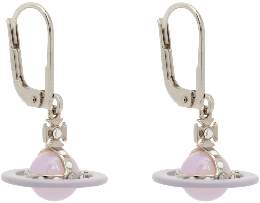 Vivienne Westwood Silver & Pink Petite Original Orb Earrings