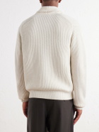 Altea - Ribbed Virgin Wool Cardigan - Neutrals
