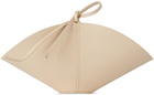 Los Objetos Decorativos Beige Leather Canasta Catchall Basket