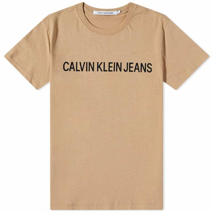 Photo: Calvin Klein Men's Institutional Logo T-Shirt in Tawny Sand