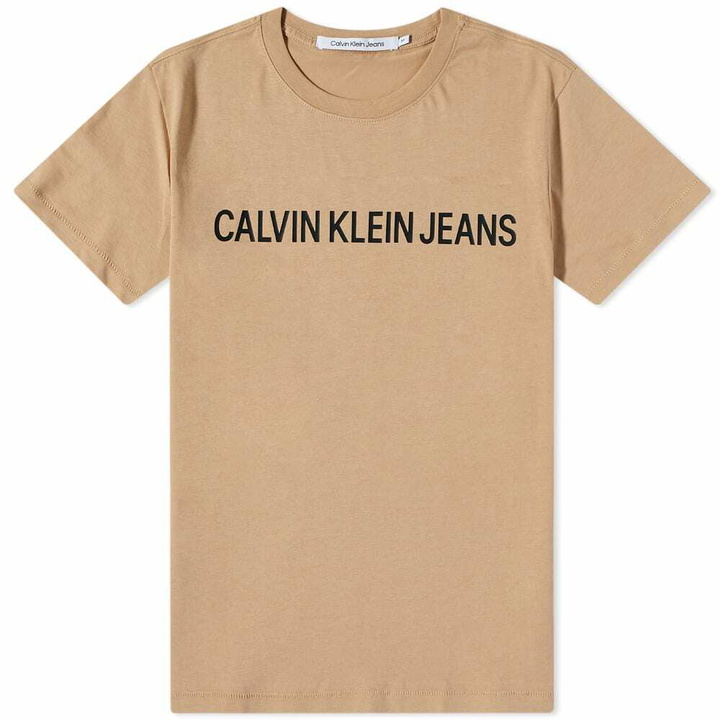 Photo: Calvin Klein Men's Institutional Logo T-Shirt in Tawny Sand