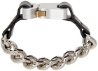 1017 ALYX 9SM Silver & Black Leather Details Chain Bracelet