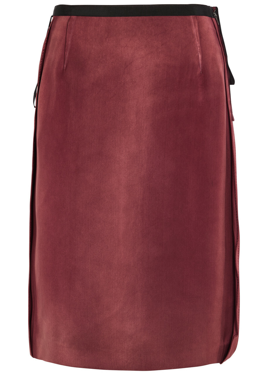 Maison Margiela Reverse-effect Satin Midi Skirt Red