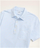 Brooks Brothers Men's Vintage Jersey Feeder Stripe Polo Shirt | Chambray/White