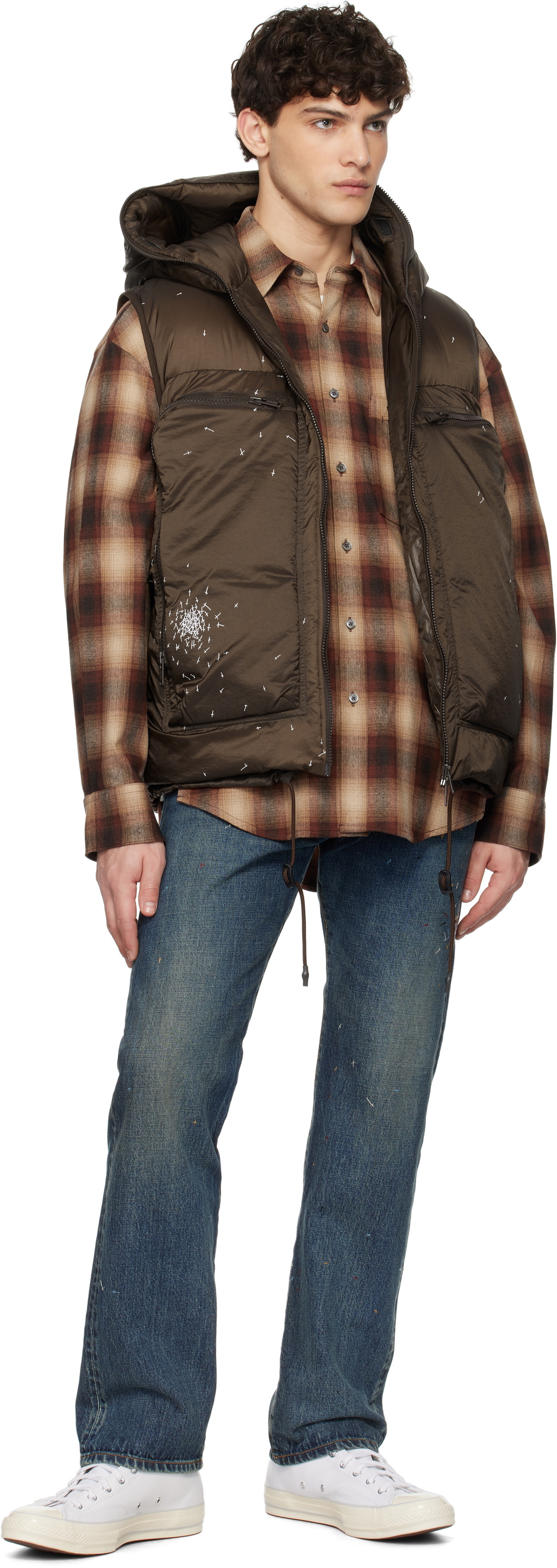 UNDERCOVER Brown Quilted Down Vest