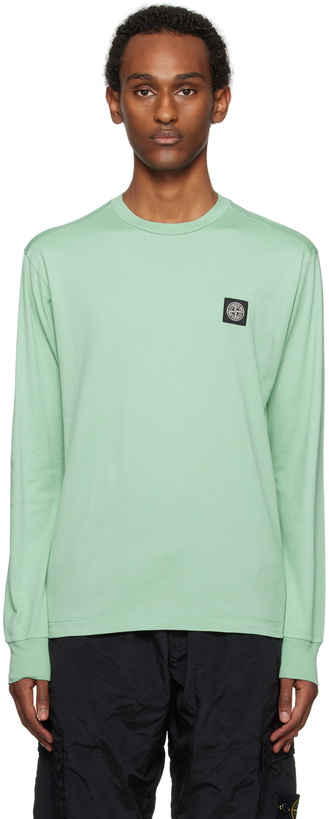 Photo: Stone Island Green Patch Long Sleeve T-Shirt