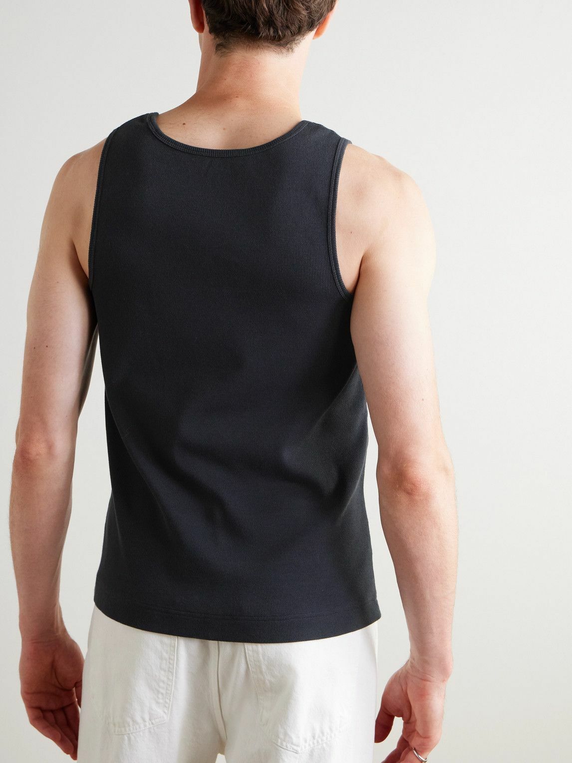 Mr P. - Ribbed Stretch-Organic Cotton-Jersey Tank Top - Gray