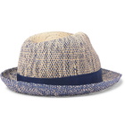 Paul Smith - Grosgrain-Trimmed Mélange Straw Trilby Hat - Blue