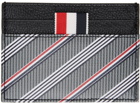 Thom Browne Grey Leather Single Card Holder