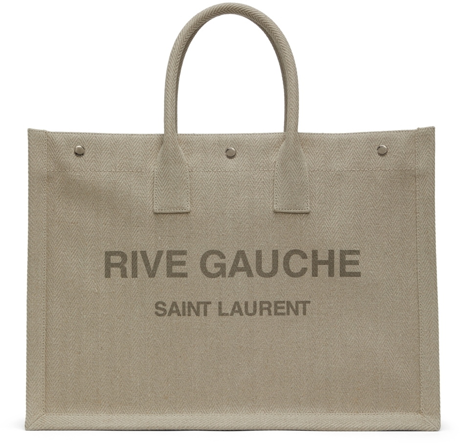 Rive Gauche Canvas Tote Bag in Beige - Saint Laurent