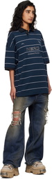 VETEMENTS Navy 'Nerd' Football Polo