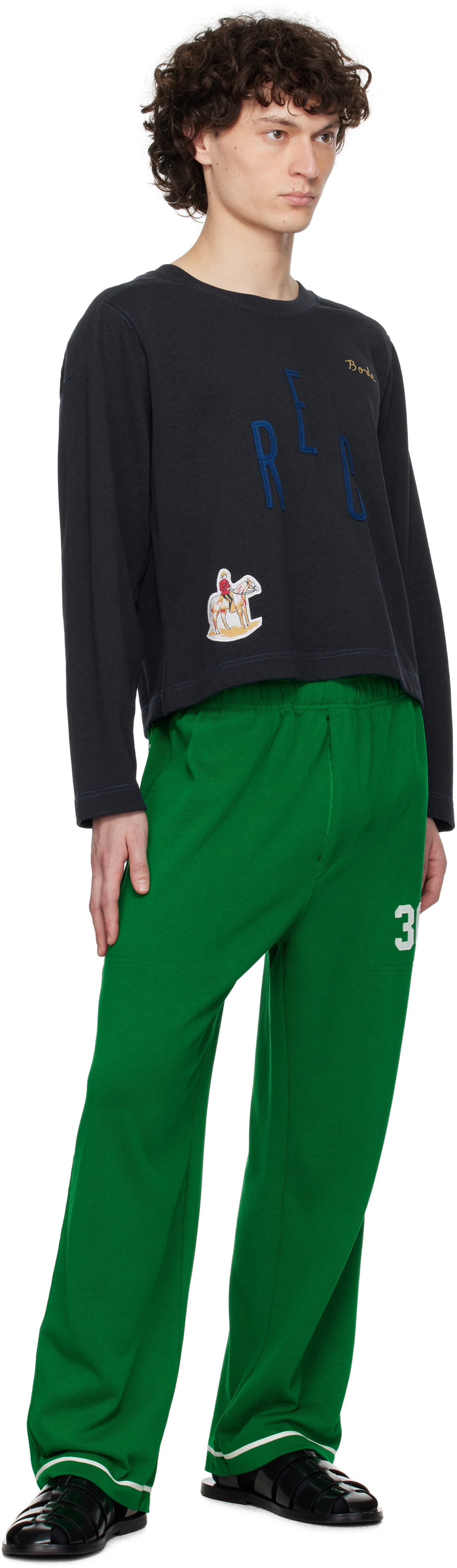 Bode Navy Rec Pullover Sweatshirt