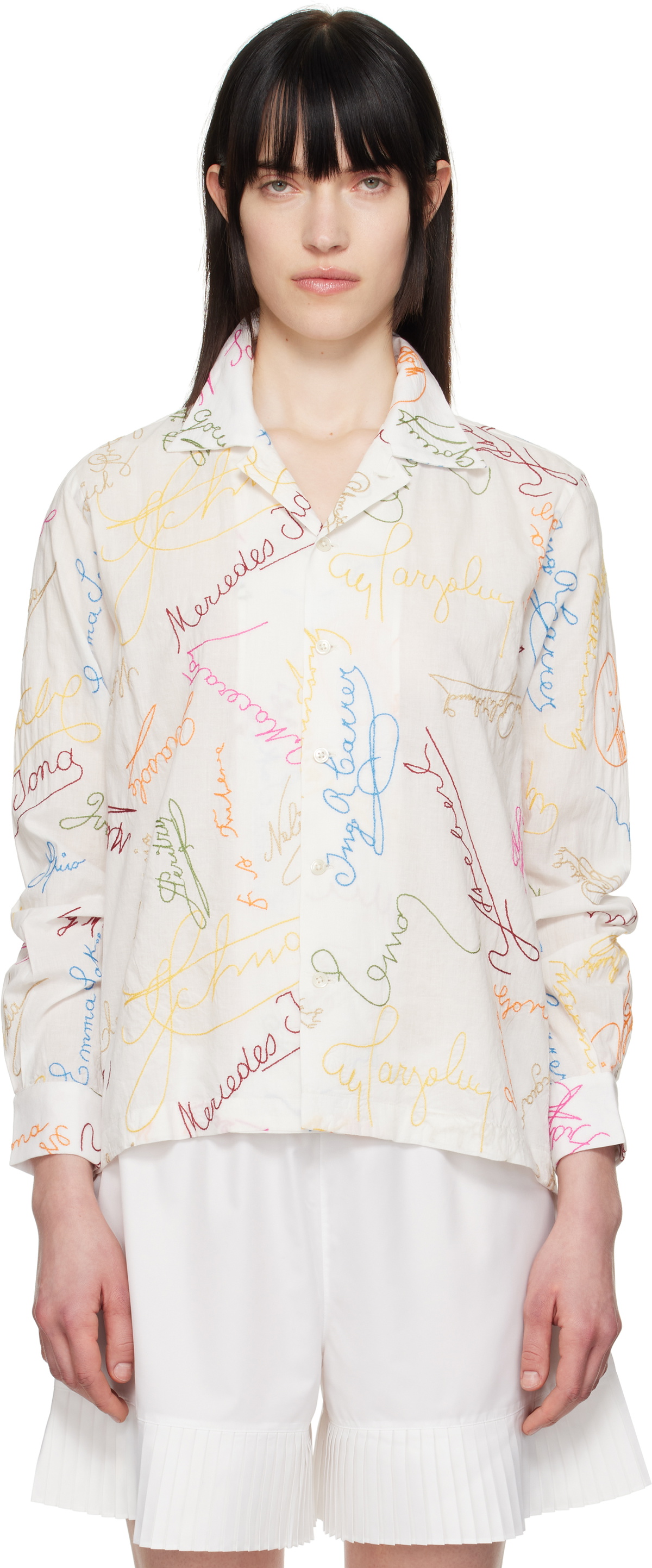Bode White Signature Scrawl Shirt Bode
