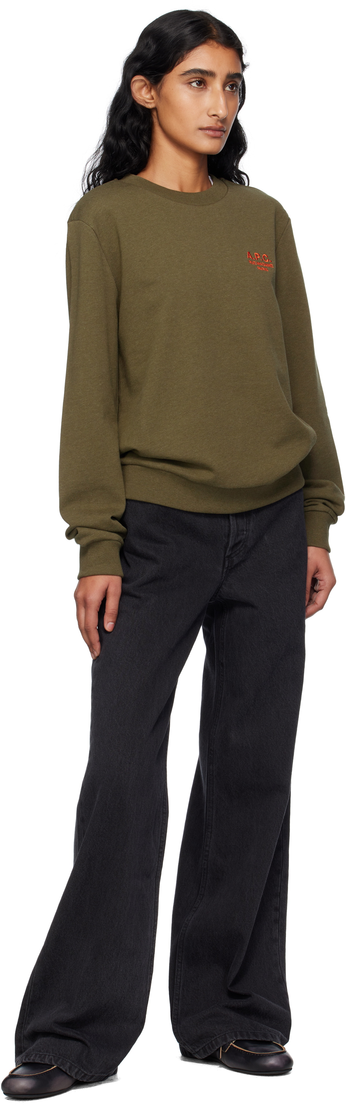 A.P.C. Khaki Standard 'Rue Madame' Sweatshirt