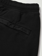 Stone Island - Straight-Leg Logo-Appliquéd Garment-Dyed Cotton-Jersey Drawstring Shorts - Black