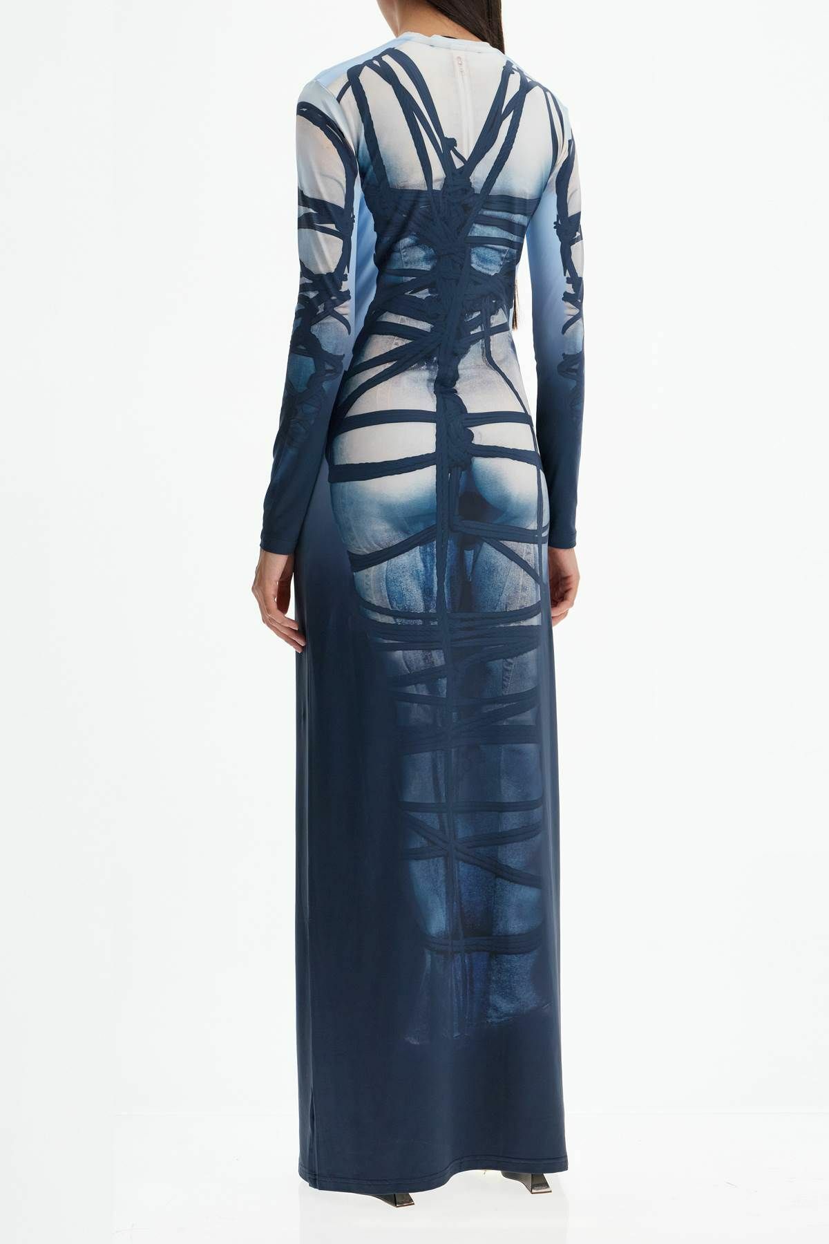 blue dress bondage Y PROJECT long bondage print dress Light blue Y/Project