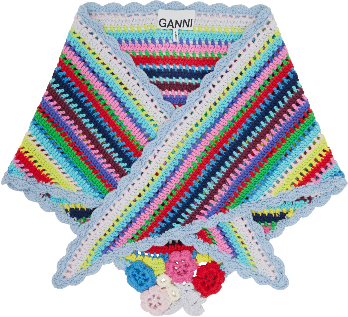 GANNI Multicolor Striped Crochet Scarf