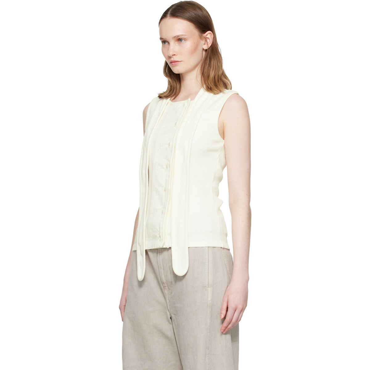 LEMAIRE Off-White Asymmetrical Fitted Tank Top