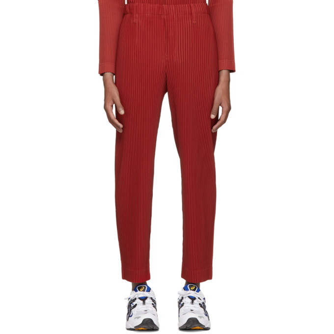 Photo: Homme Plisse Issey Miyake Red Pleated Tailored Trousers