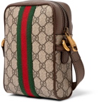 Gucci - Ophidia Mini Leather-Trimmed Monogrammed Coated-Canvas Messenger Bag - Brown
